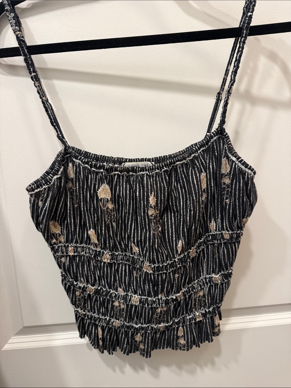 Black Floral Smocked Cami Top